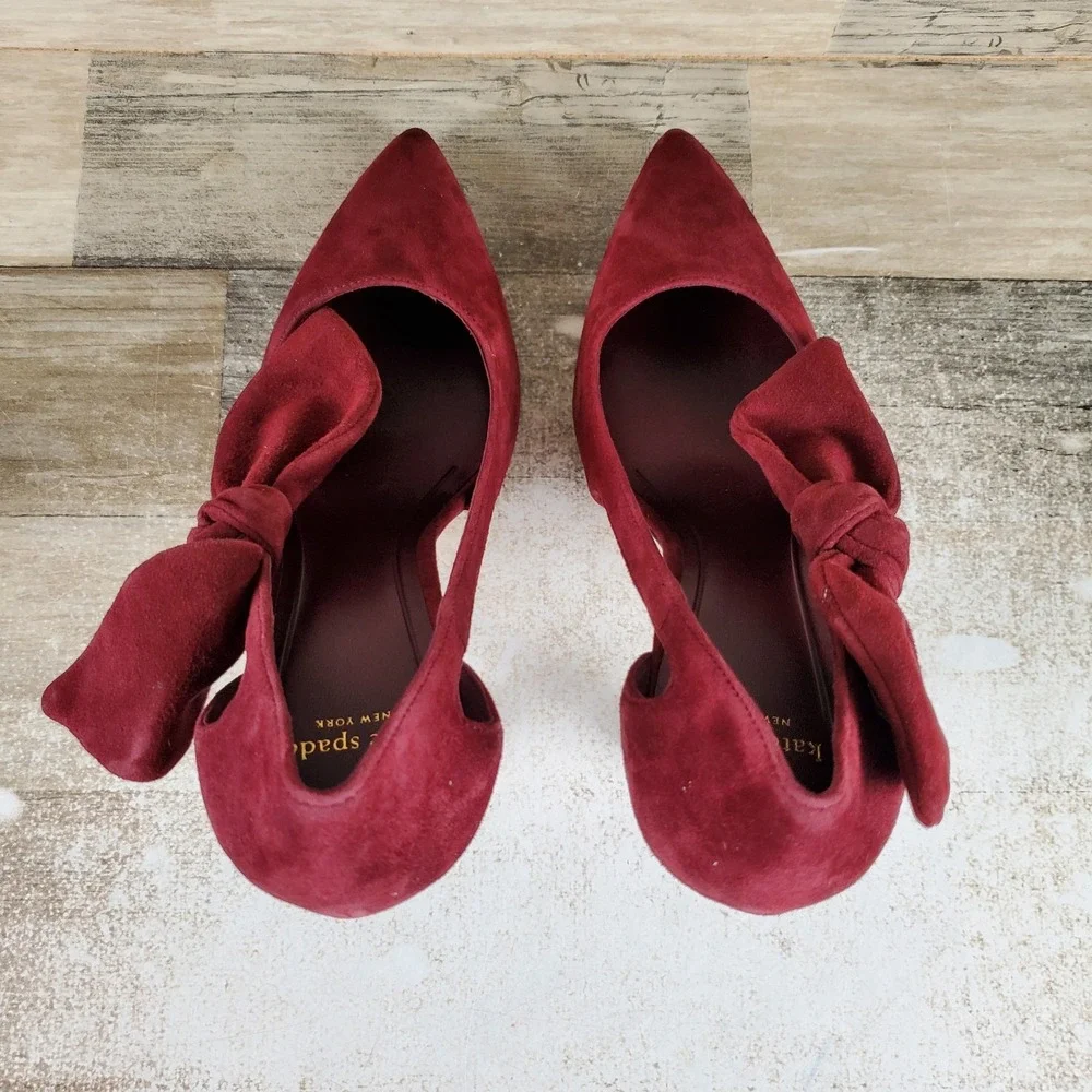 Kate Spade New York Bunnie Womens Pump Sz 8 Medium Dark Merlot Suede Pointed Toe